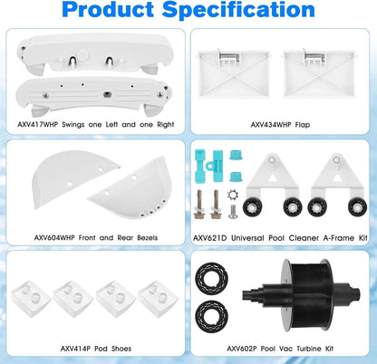 AXV417WHP Pool Cleaner Kit Replacement Hayward Vacuum Parts White