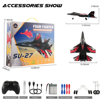 RoofWorld  Upgrade SU27 RC Airplane, Remote Control Black, Black