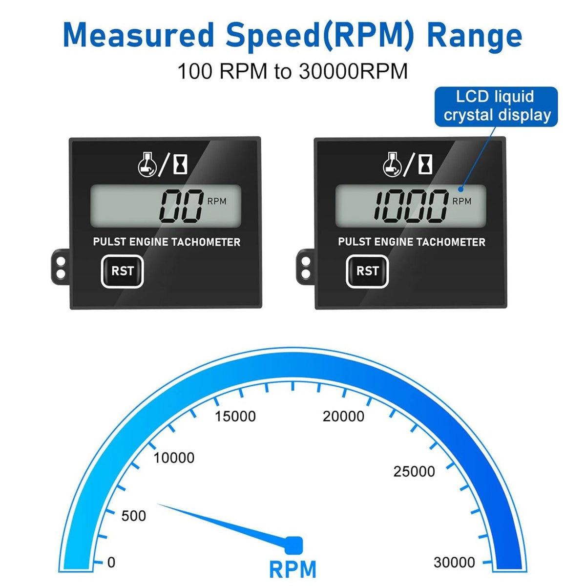 30000RPM   2 & 4 Stroke Tachometer Gauge For Small Engine Tachometer