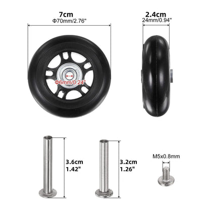 70x24mm Luggage Replacement Wheels Kits Repair Parts With Easy installation