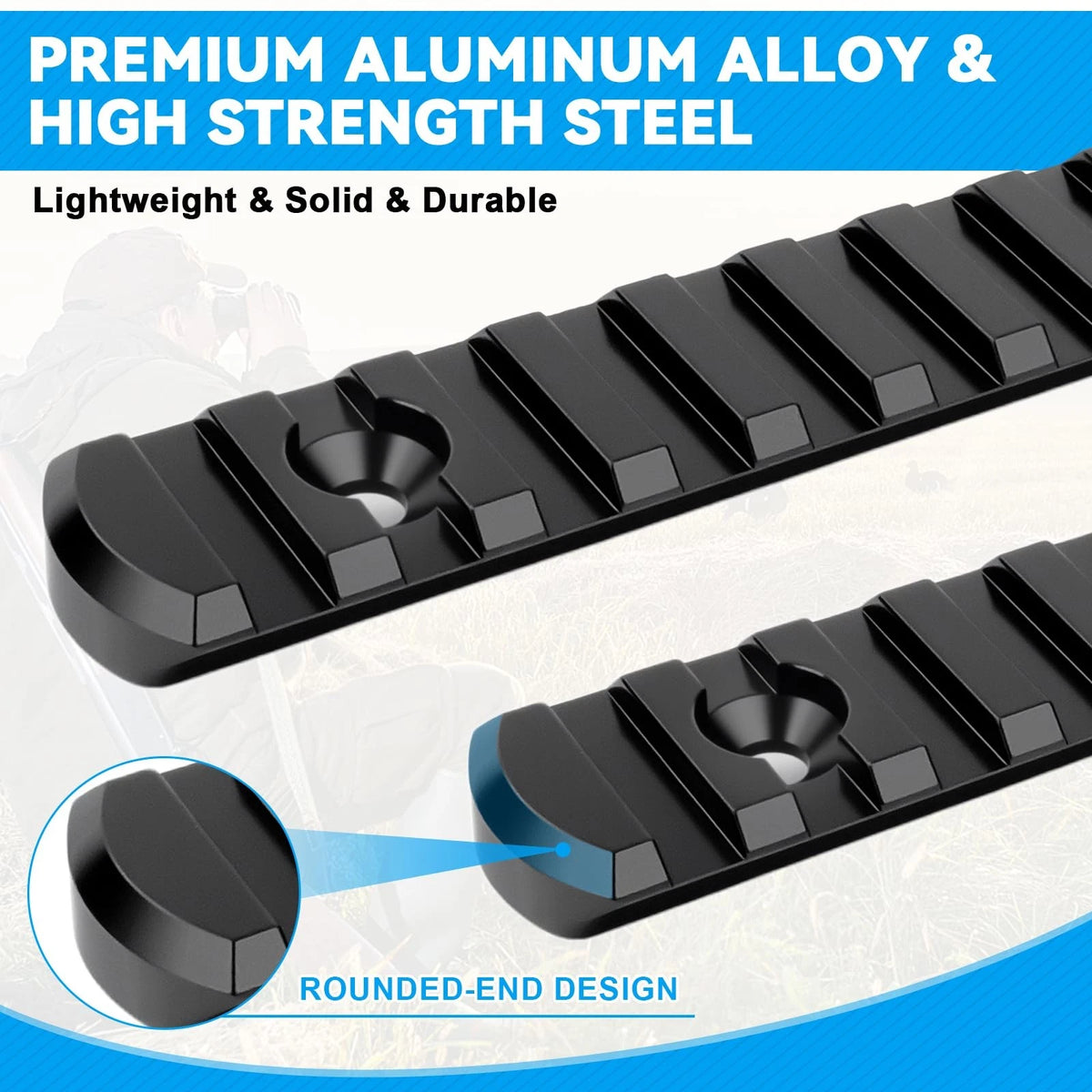 REERON Single Picatinny Rail Section Adapter 6 Pack 3 5 7 9 11 13 Slot Black
