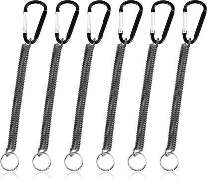 6 PCS Black Fishing Lanyards, Heavy 18 cm (coiled), 1.2 m (stretched), black