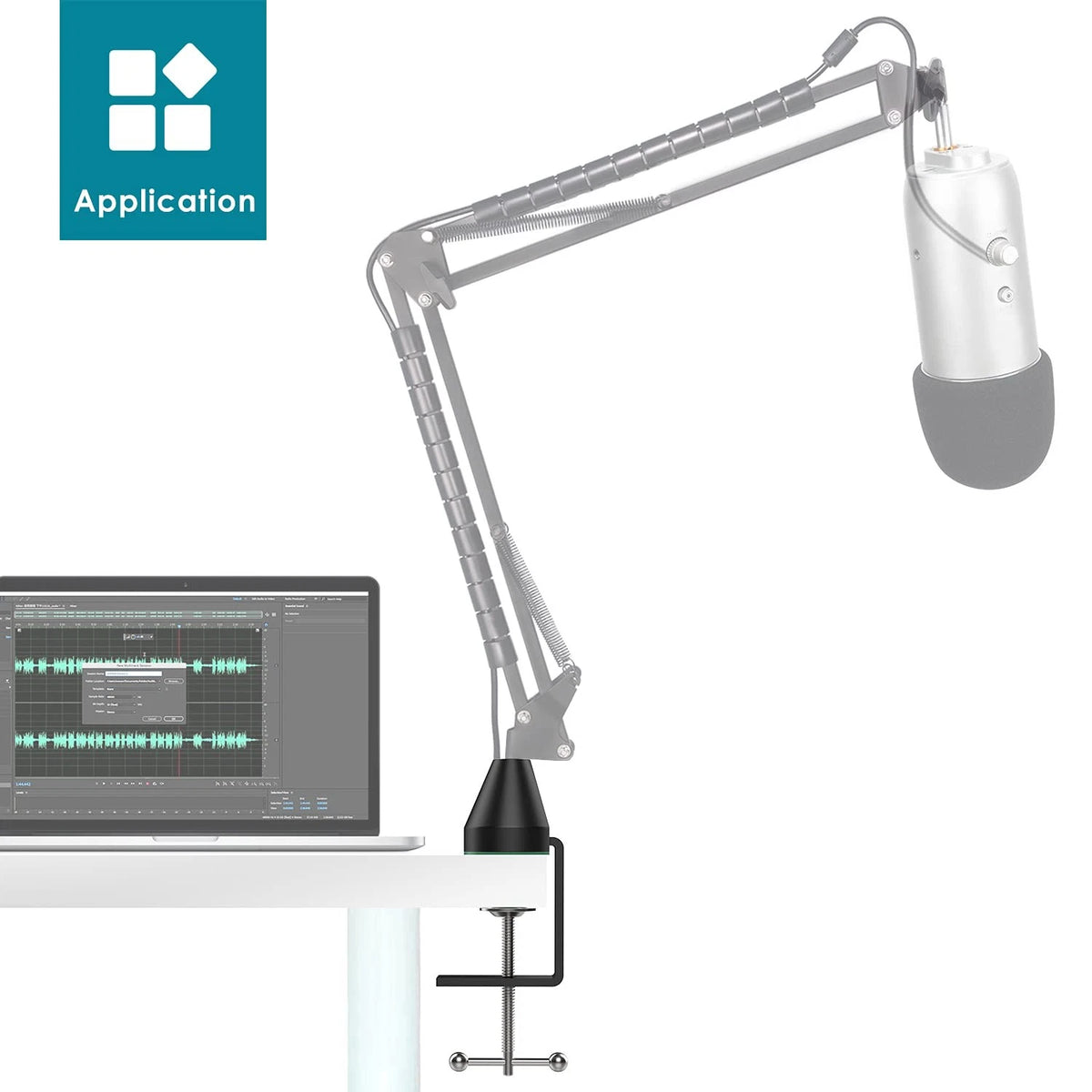 YOUSHARES Table Mount Clamp for Mic - Boom Arm Microphone Green