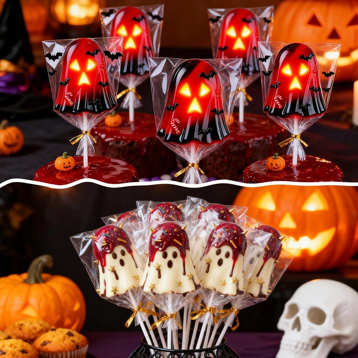 2PCS Halloween Ghost Cake Pop Mold, 12 Cavity flower,