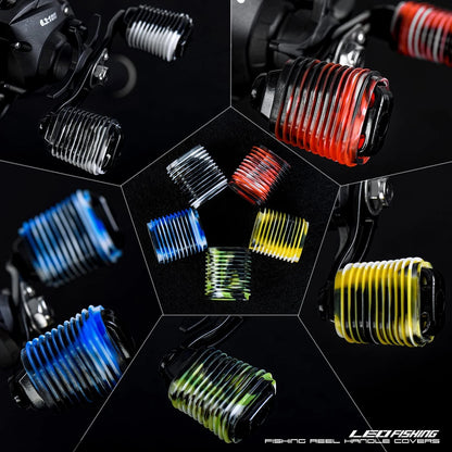 LEO 10pcs Rubber Fishing Reel Handle Grip Cover Non-Slip 5 Mix colors