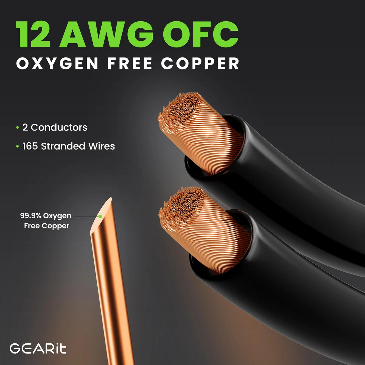 GearIT 12AWG Speaker Cable Wire with Gold-Plated Banana Tip 6 Feet, Black