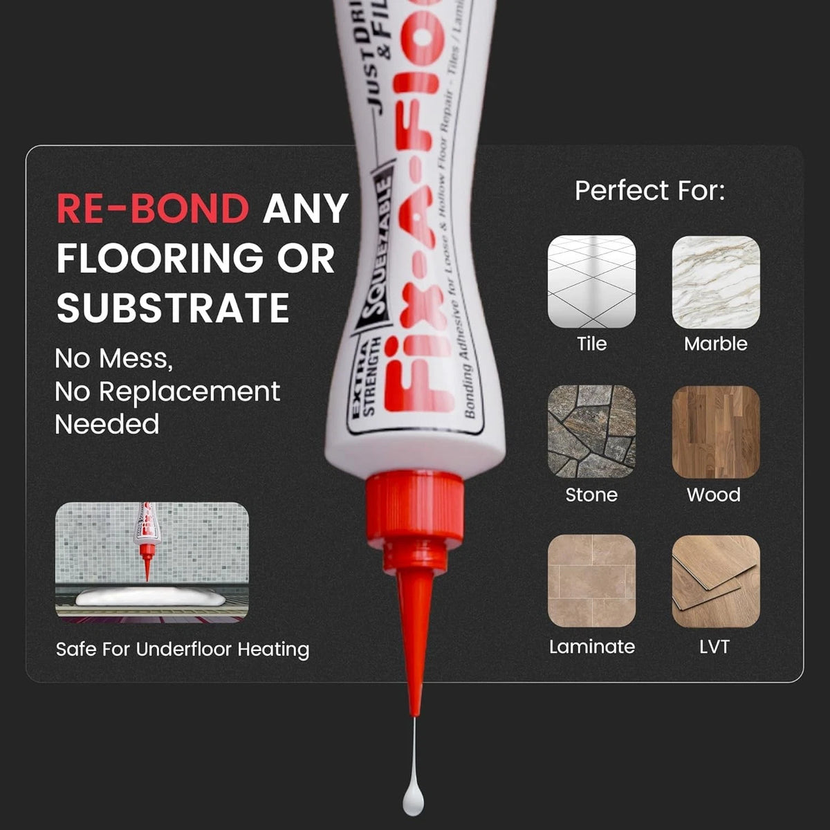Pack of 2 - The  Fix-A-Floor Squeezy All-in-One Repair Adhesive White