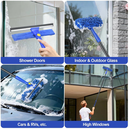 Wontolf 4-in-1 Window Squeegee, 79'' Cleaner Tool with 79'', Blue