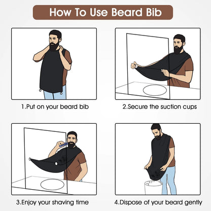 Beard Bib Apron, Stocking Stuffers Christmas White Elephant Free size, Black