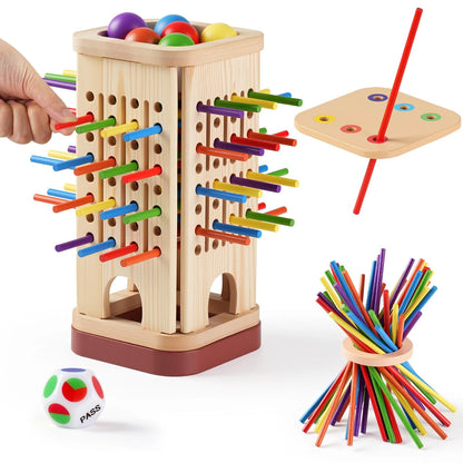 Pinshoon Montessori Game Wooden Board Game, Multiplayer for Kids 8.3inch, Red