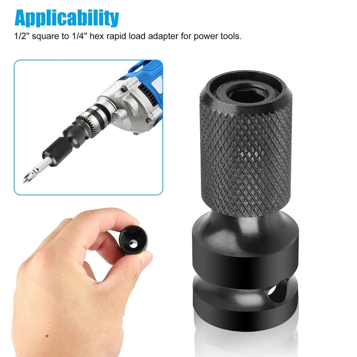 2* Hex Ratchet Socket Adapter Drive 1/2" Square To 1/4" Converter Impact Tool