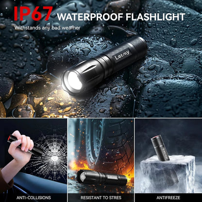 LETMY Tactical Flashlight S2000-2 Pack Bright Military Grade 2 PACK, Black