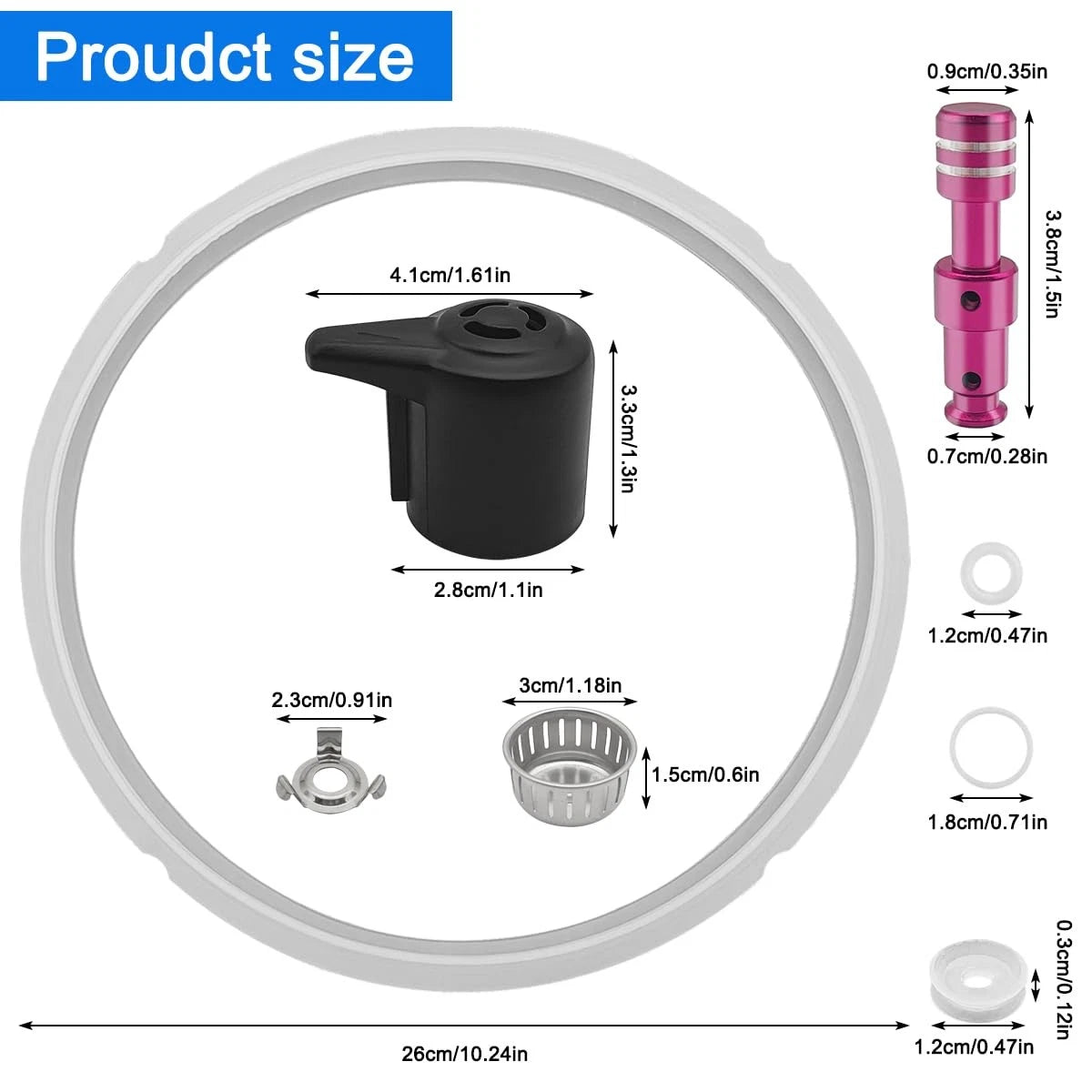 10Pcs 8 Qt Pressure Cooker Accessories Set, Replacement Parts Include...