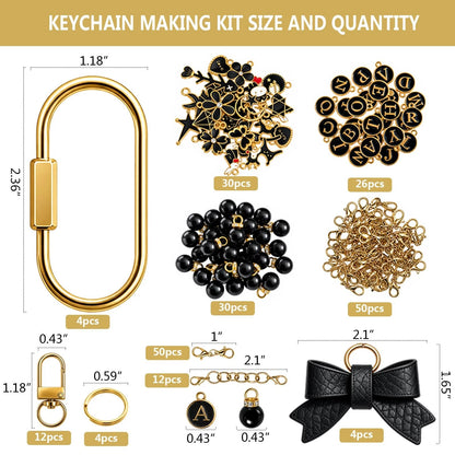 DiaWiew Carabiner Charm Making Kit DIY Keychain Gold Brass Medium, Black