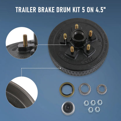 JDMSPEED  Trailer Brake Hub Drum 10" X 2-1/4" Kit 5 on 5 4.5