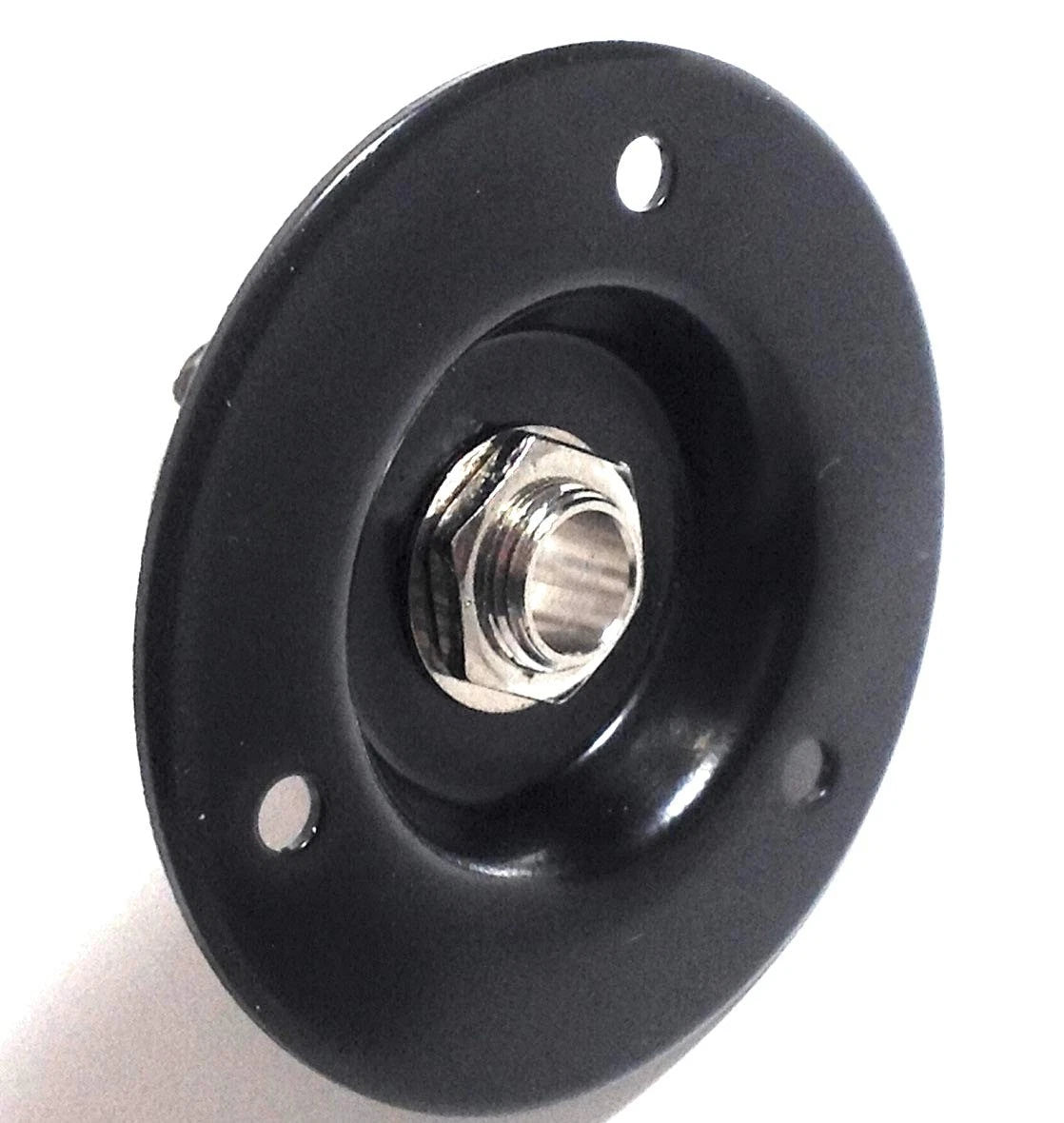 Black Speaker Amp Jack Plate, 2 inch Round Metal with 1/4