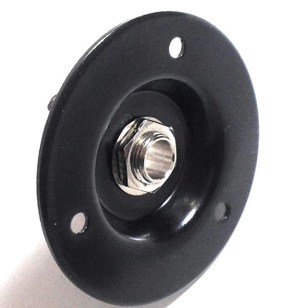Black Speaker Amp Jack Plate, 2 inch Round Metal with 1/4