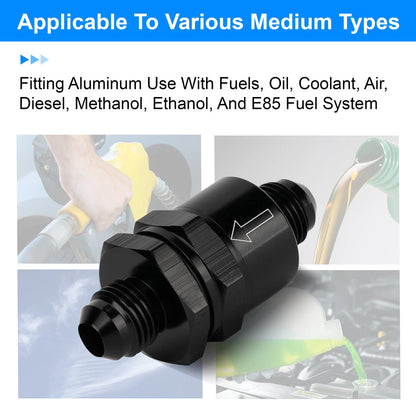 Black Aluminium -6 AN to AN6 Flare Inline Check Valve -Black