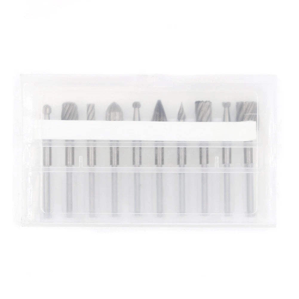 10Pack 1/8in Shank HSS Rotary Burr File Rasp Drill Bits For Wood Stone Carving
