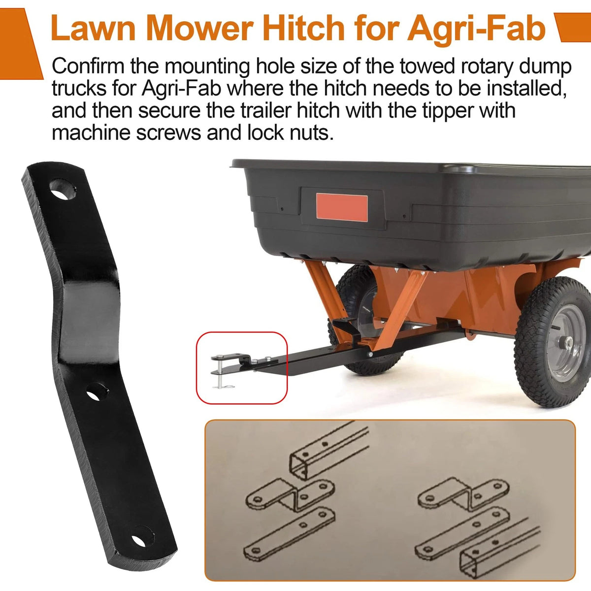 Lawn Mower Hitch for Agri-Fab 23475, Garden Tractor Trailer Hitch, Black