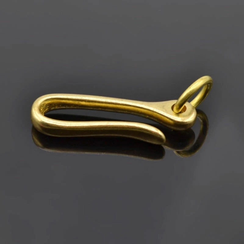 2Pcs S Retro Solid Brass KeyChain Key Ring Belt U Hook Wallet Chain Fish Hook h