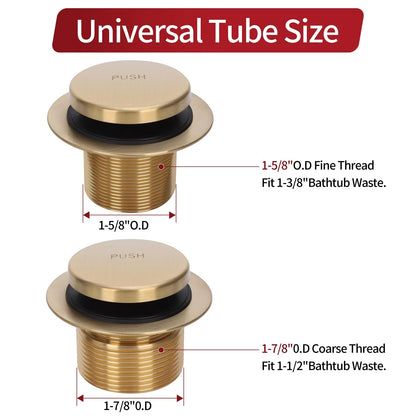 PRIMSOPH Tip-Toe Tub Drain Trim Kit with One Hole Overflow Brushed Gold