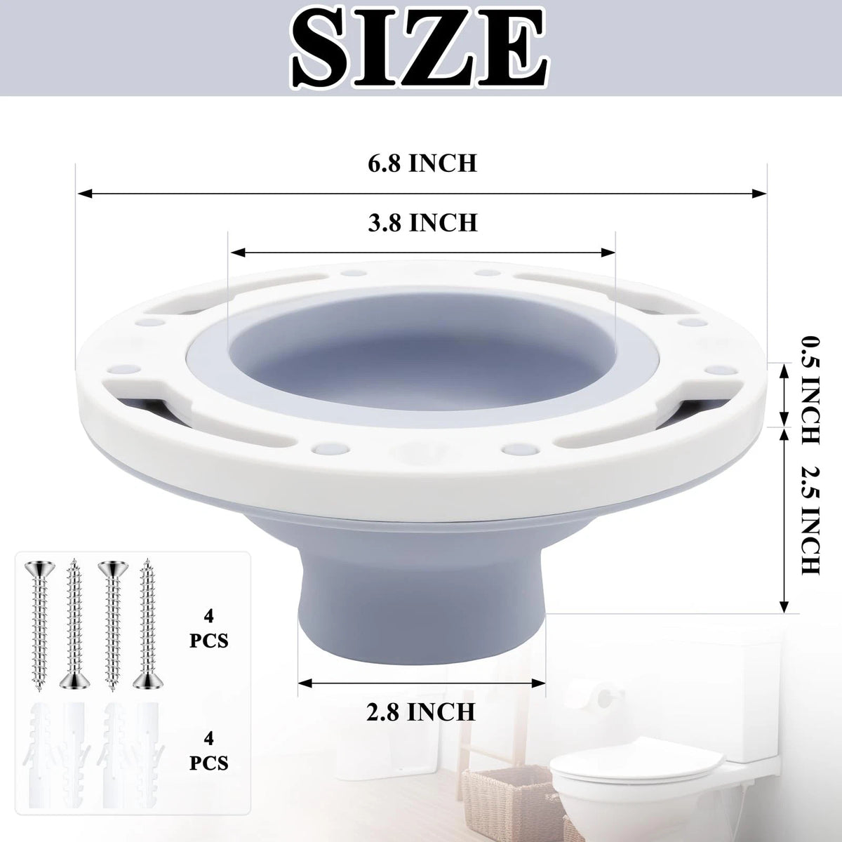 Toilet Flange Repair Kit Fits for 4 Inch 5 or Special 3 Drain Gray