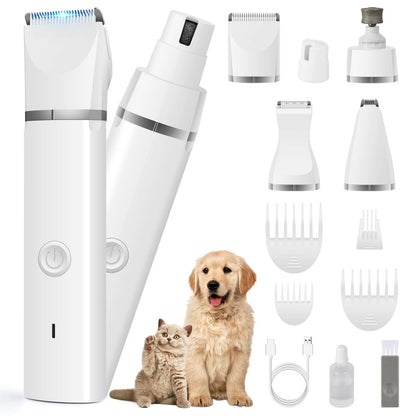 Veeconn Dog Clippers Grooming Kit Hair Clipper-Low Noise 11 Piece Set, White
