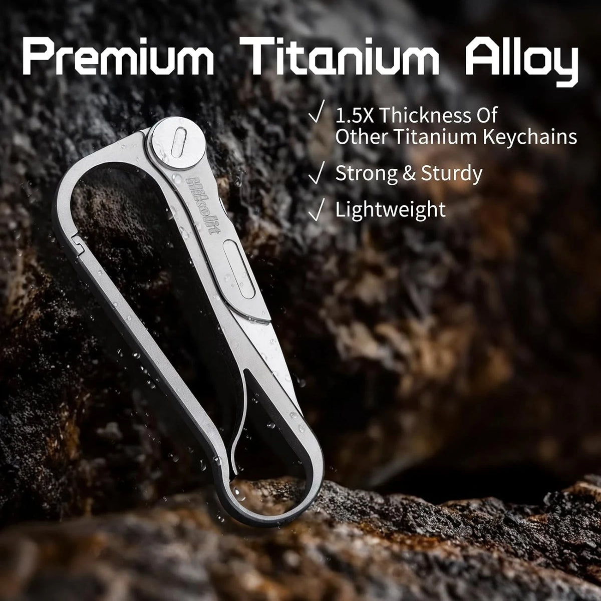 Titanium Carabiner Clip, Multifunctional EDC Keychain with Grey