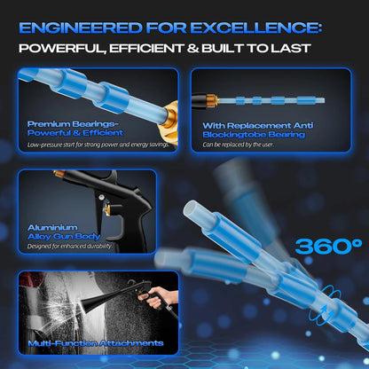 BRNMLD Car Cleaning Gun Detailing Interior Dryer Air Blow Gun, High Blue