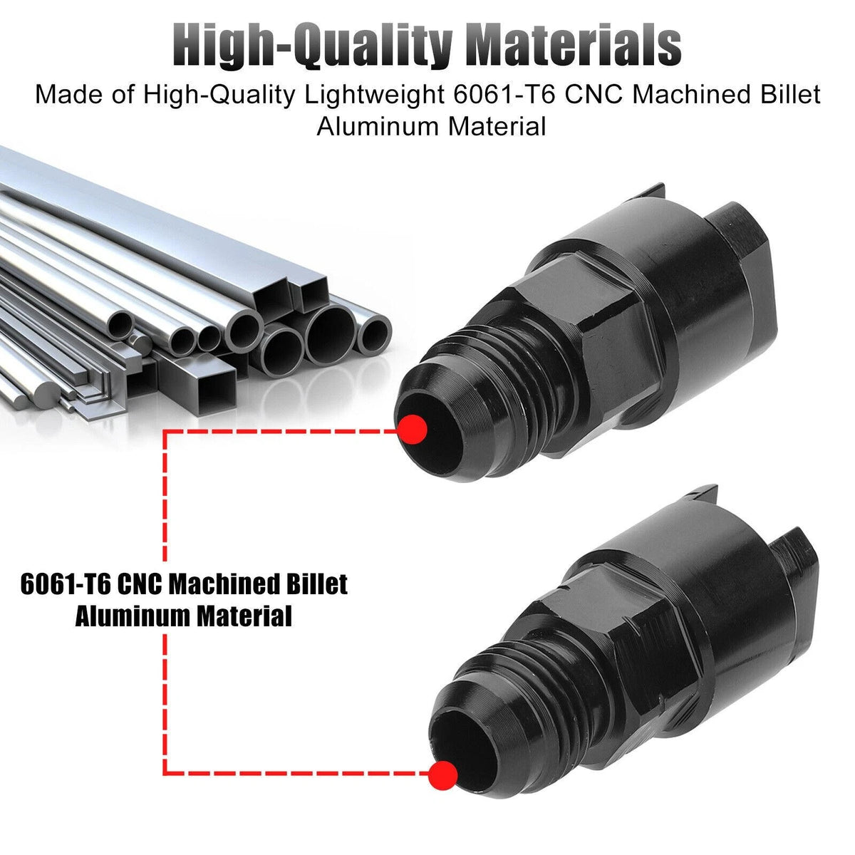 2pcs 6AN Male to 3/8"& 5/16" Hardline Tube Fuel Line Fitting Compression Adapter