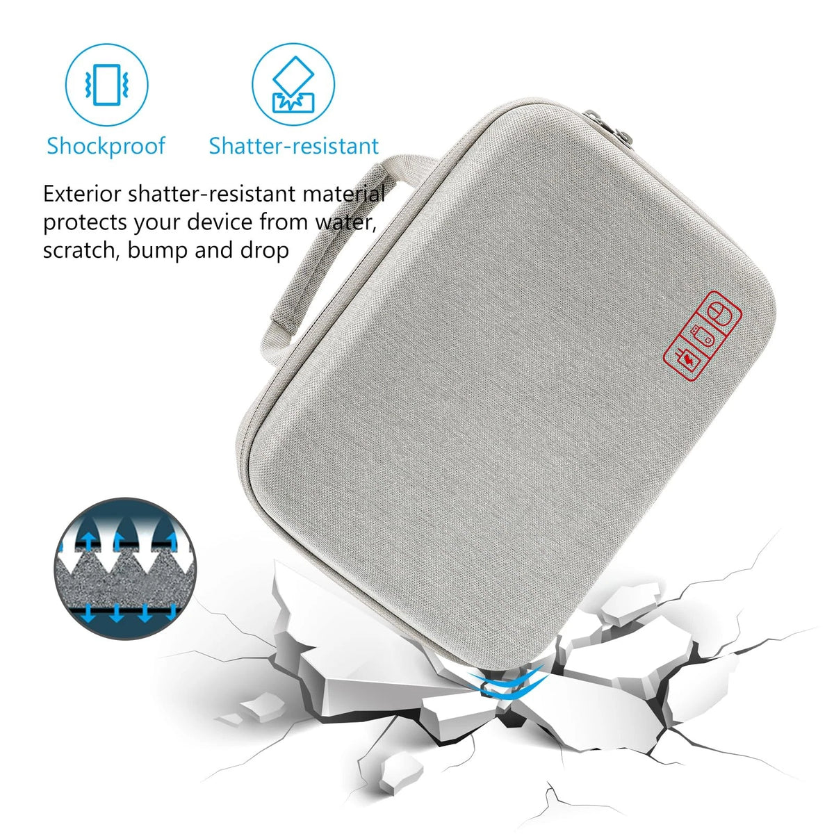 ProCase Hard Travel Extra Large - 11.8 x 8.0 x 3.3 Inch, Silver Gray