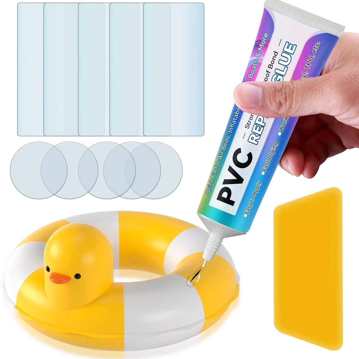 Kallteren Air Mattress Patch Kit, Waterproof Pool Repair Kit for Clear