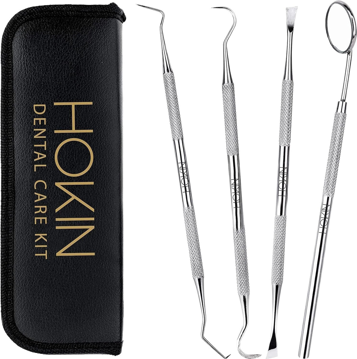 Dental Tools HOKIN Plaque Remover Teeth Cleaning Tool 4 Pcs Jet Black