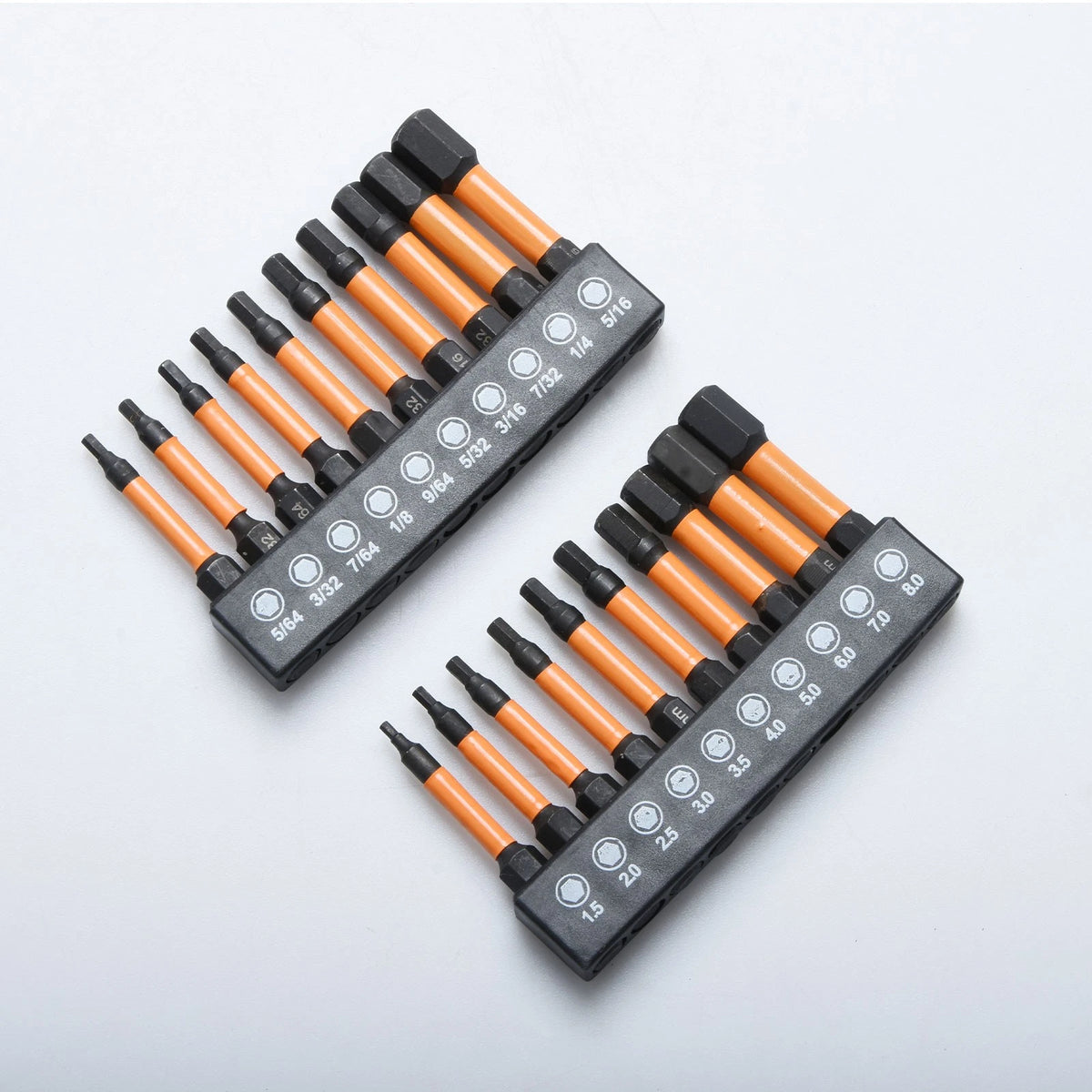 20-Piece Magnetic Hex Screwdriver Bit Set, Metric/SAE, CNC Machined, 1/4" Shank