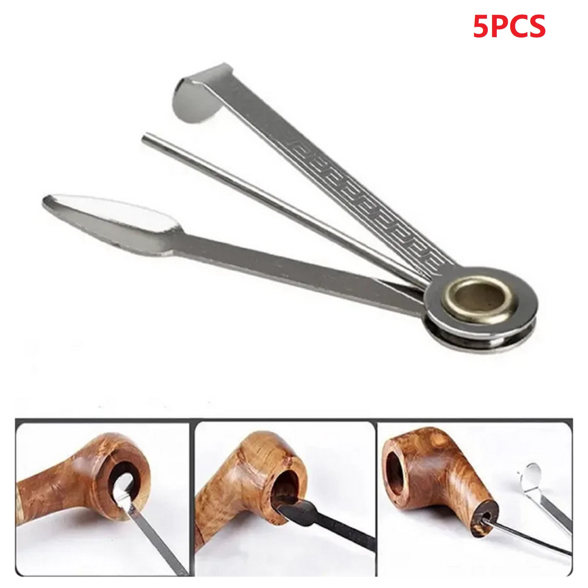 5PCS 3 In 1 Stainless Metal Multifunctional Tobacco Clean Tool For Smoking Pipe