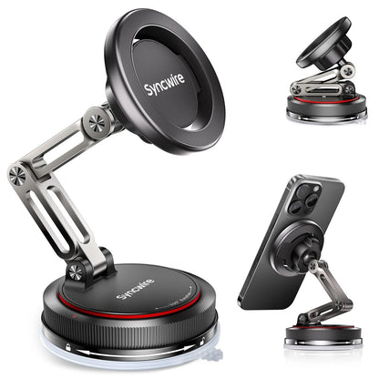 SYNCWIRE for MagSafe Car Mount [3-Axis] Nano Adhesive Gel + Strong black