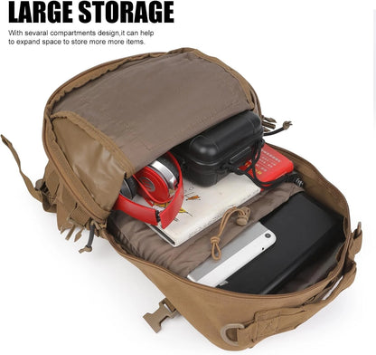 Small Tactical Backpack Military Daypack 12L Molle Bag Rucksack Army Tan