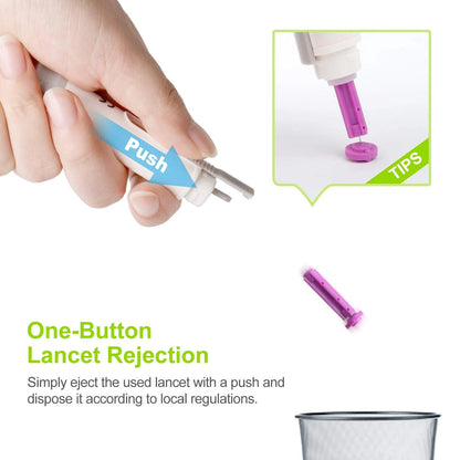 AUVON Lancing Device with Less Pain Design, Blood Sample Pen 101 Piece Set