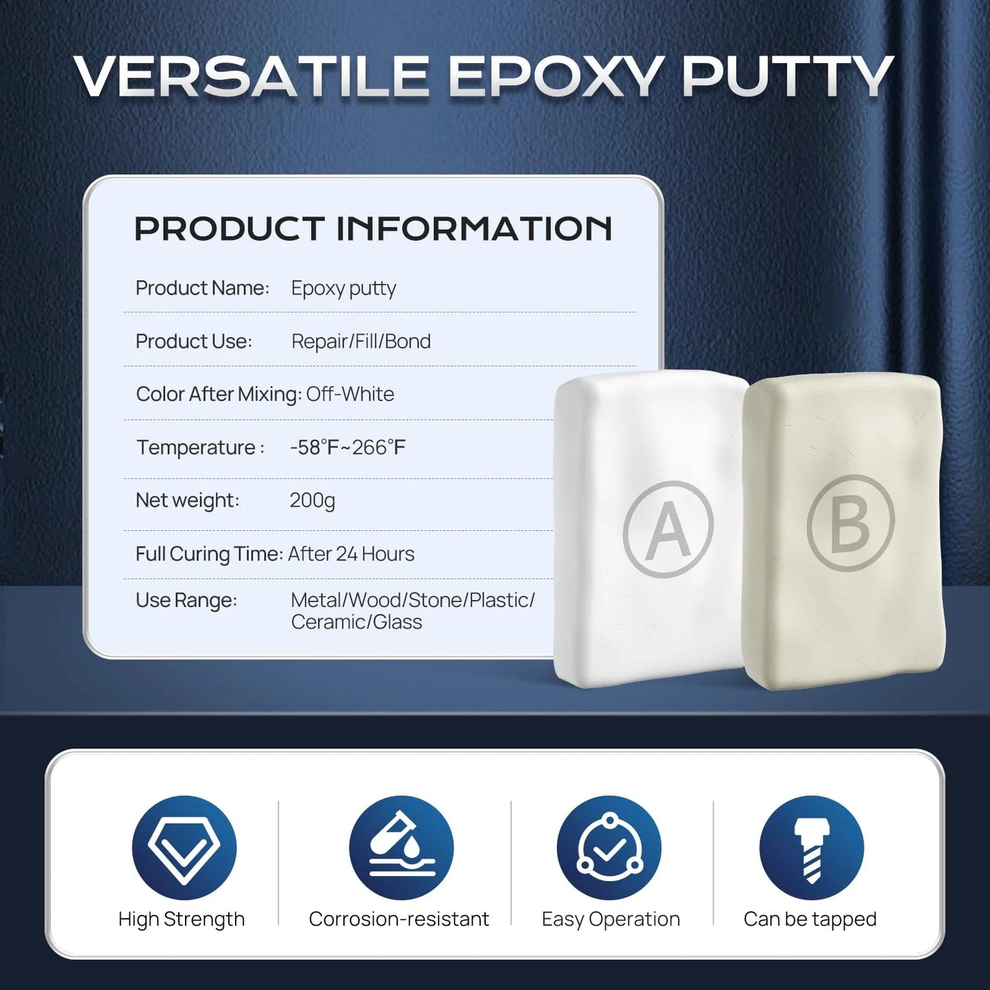 Boncart Epoxy Putty, 200g Fast Repair AB 200g, White