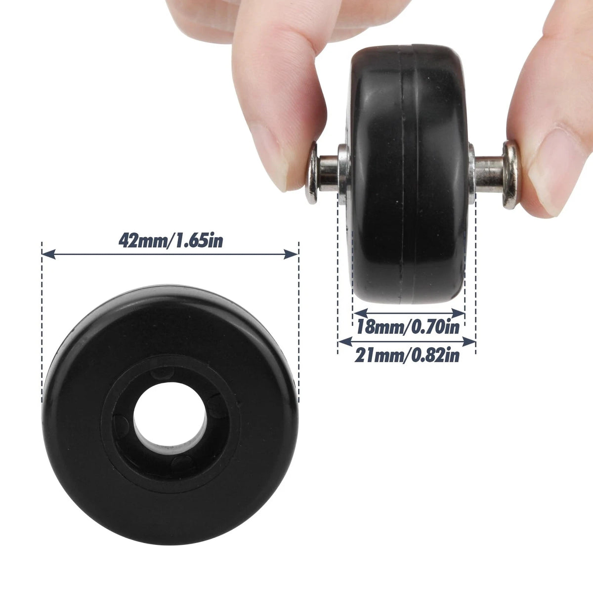 Zoofen 42 x 18mm Luggage Replacement Wheels 4 Pcs - Rubber Suitcase 42 x
