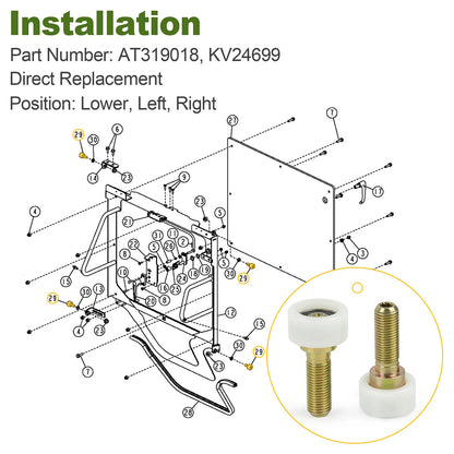 Pack of 2 Window Roller AT319018 fits John Deere 260 270 280 313 315 317 325 328