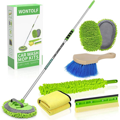 Wontolf 62'' Car Wash Brush with Long Handle Chenille 62 inches, Green