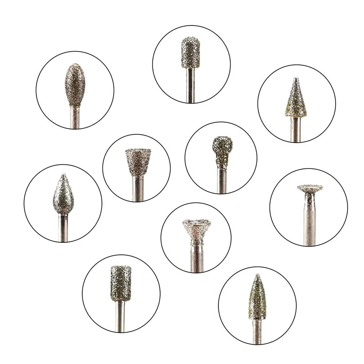 For Rotary Tool Grinding Heads 20pcs 3mm Diamond Burr Set for Carving Engraving