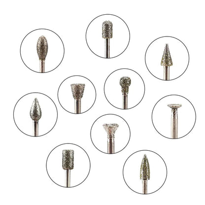 For Rotary Tool Grinding Heads 20pcs 3mm Diamond Burr Set for Carving Engraving