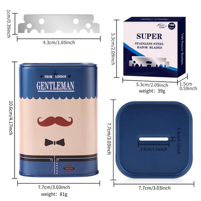 Razor Disposal Container + 500 Single Edge Blades, 4.2" x 3" x 3", Blue