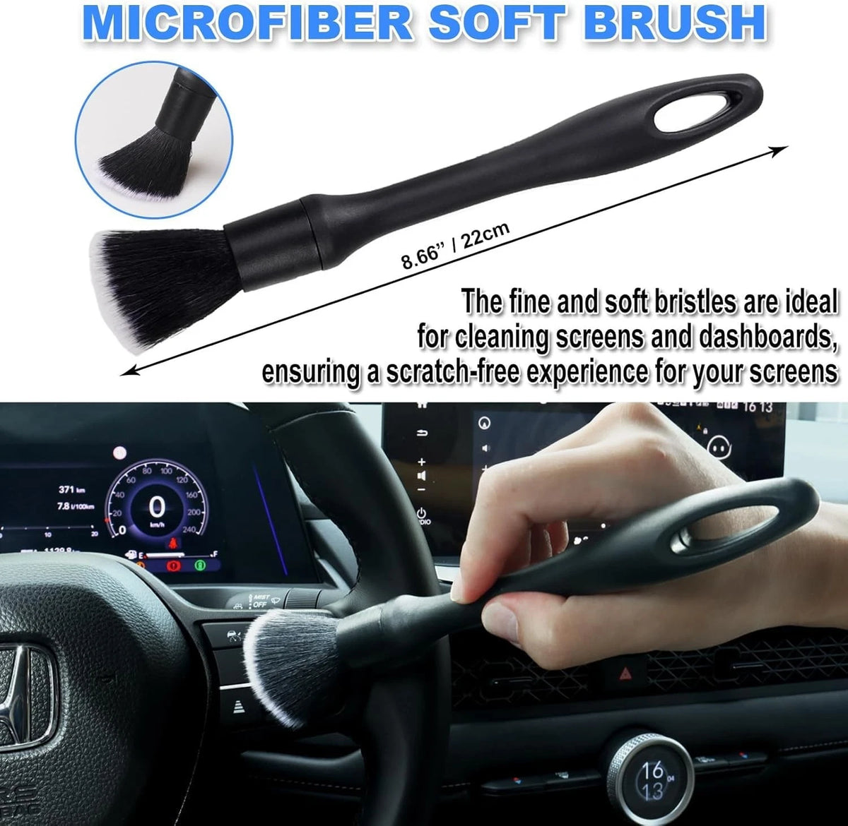 7PCS Car Detailing Brush Set, Ultra Soft Interior Kit, Black