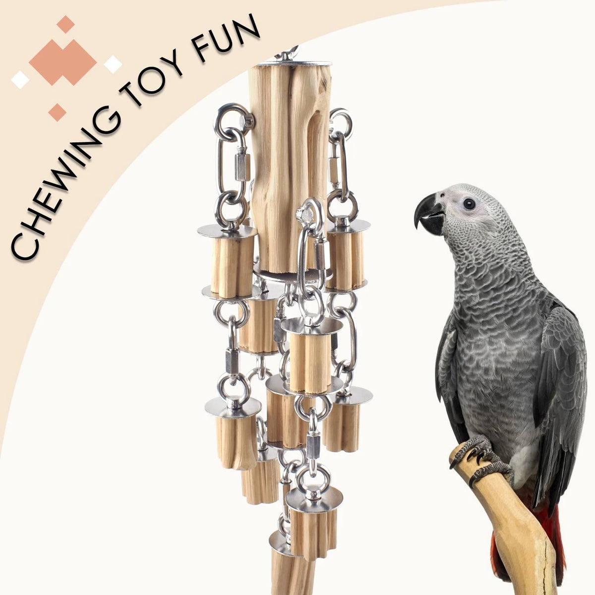 KATUMO Parrot Toys for Large Birds with Detachable Parts, 304 Silvery