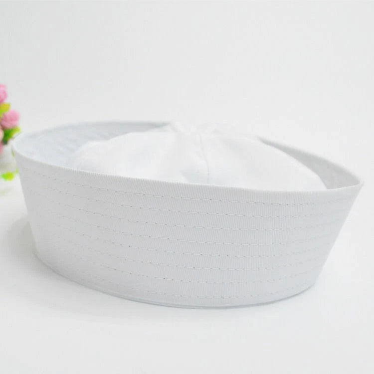 Adult White  Navy SAILOR Fishing Marine Costume Hat Cap 58cm gg