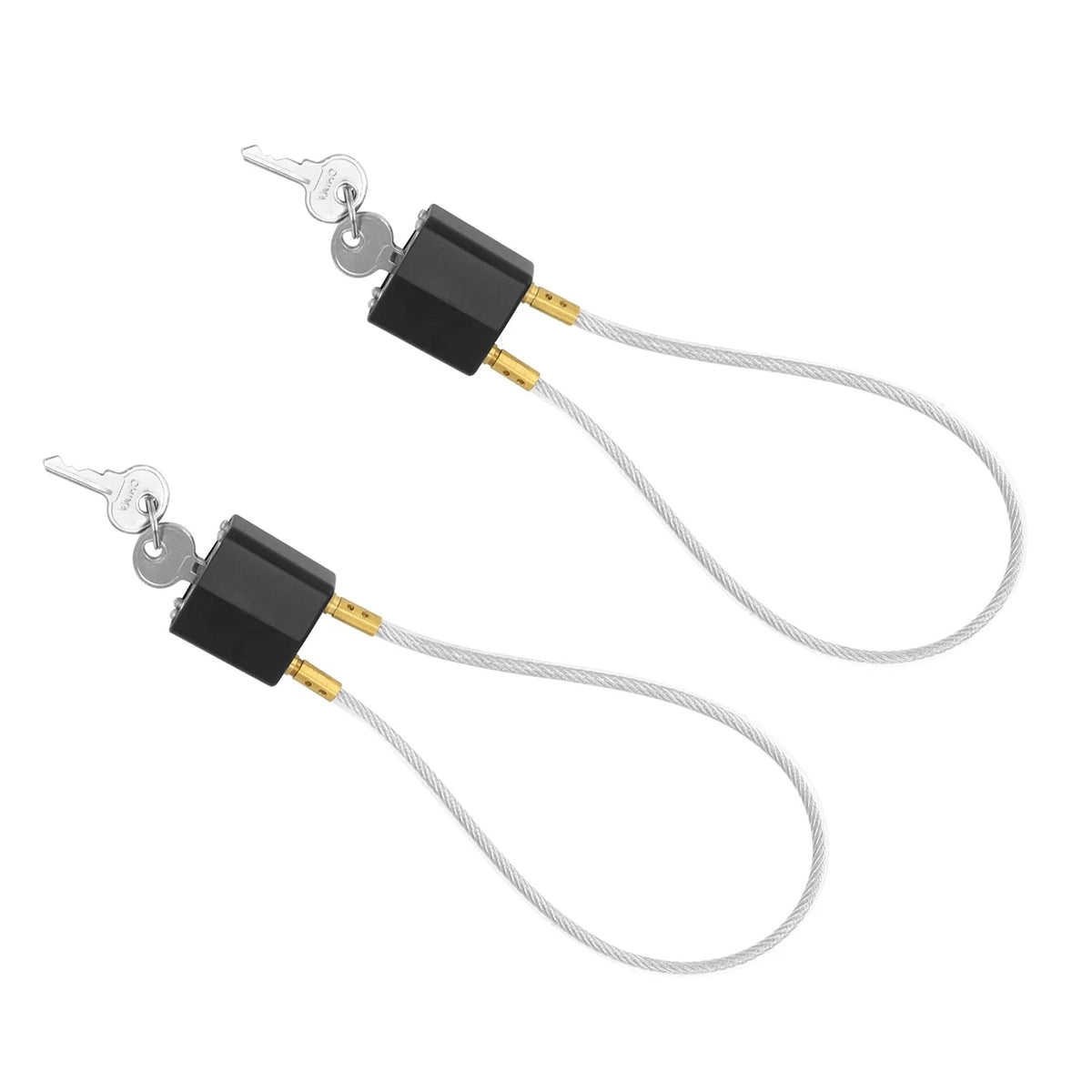 2 Pack Black Helmet Lock with Cable for Motorcycle Keyed Alike 37cm Length